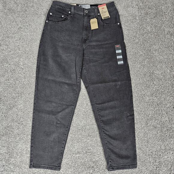 Levis Silvertab Jeans Womens 31x27 Black High Waisted Mom Tapered Indie Stretch - Picture 1 of 15